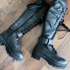 Burning Man Knee-High Combat Boots